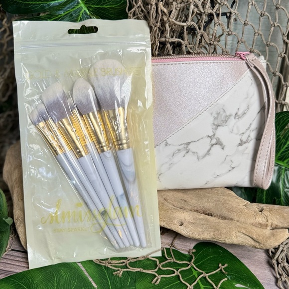 NEW SLMISSGLAM Marble Makeup Brushes & Bag Beauty Bundle Cosmetics Brush Lot Set - Picture 3 of 13